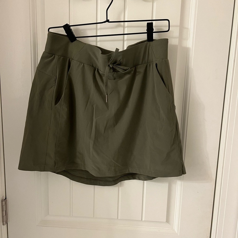 Olive Green Skirt with Drawstring Waist